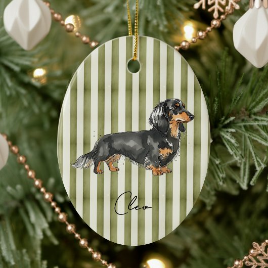 Hand getrokken Pet Portrait Waterverf Teckel Keramisch Ornament