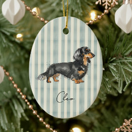 Hand getrokken Pet Portrait Waterverf Teckel Keramisch Ornament