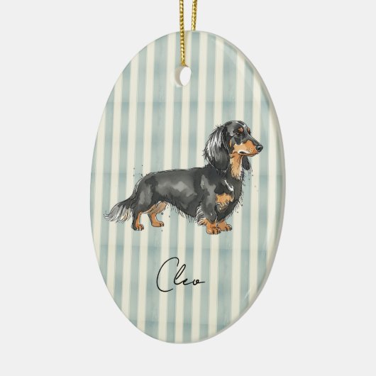 Hand getrokken Pet Portrait Waterverf Teckel Keramisch Ornament (Links)