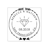 Hand-getrokken pijlen Hart & Diamant Bruiloft Rubberstempel (Afrduk)