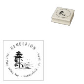 Hand-getrokken Pine Bossen Hiker rustieke retour a Rubberstempel (Gestempeld)
