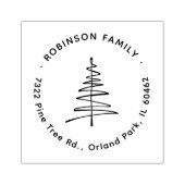 Hand-getrokken Pine Tree Custom Family Return Addr Rubberstempel (Afrduk)