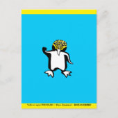 Hand getrokken Pinguïn - Bedreigd dier - Blauw Briefkaart (Voorkant)