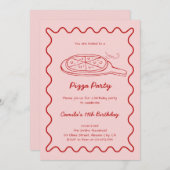 Hand getrokken pizza verjaardag uitnodiging grilli (Voorkant / Achterkant)