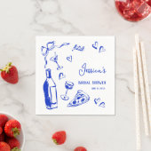 Hand getrokken Pizza Vino Dat is Amore Vrijgezelle Servet (Insitu)