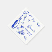 Hand getrokken Pizza Vino Dat is Amore Vrijgezelle Servet (Hoek)