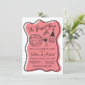 Hand getrokken Pizza & Wijn het perfecte paar Ital Kaart (Staand voorkant)