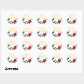 Hand getrokken Poinsettia Bloem Vrolijk Kerstfeest Ronde Sticker (Vel)