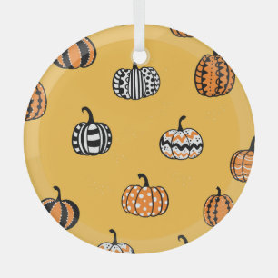 Hand getrokken pompoen Halloween Naadloos Glas Ornament