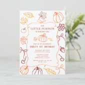 Hand getrokken pompoen Herfst eerste verjaardag Kaart (Staand voorkant)