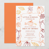 Hand getrokken pompoen Herfst eerste verjaardag Kaart (Voorkant / Achterkant)