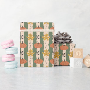 Hand getrokken Pompoen & Leaf Wrapping Paper Roll Cadeaupapier