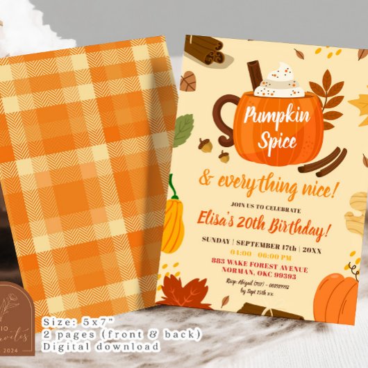 Hand getrokken pompoen specerij en alles leuk fees kaart