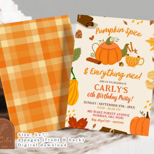 Hand getrokken pompoen specerij en alles leuk fees kaart