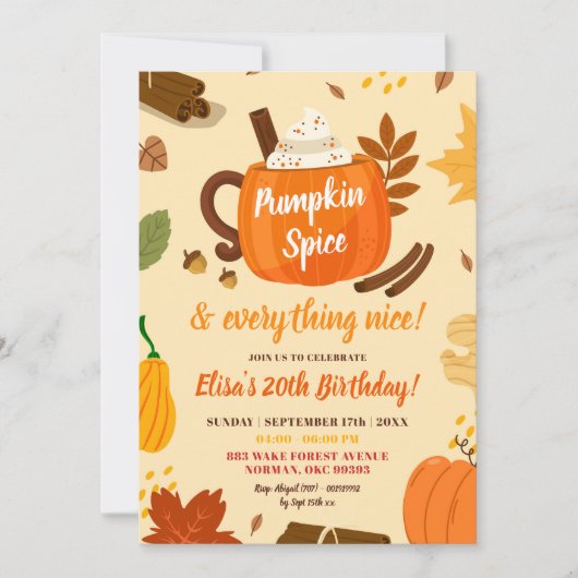 Hand getrokken pompoen specerij en alles leuk fees kaart (Voorkant)