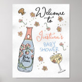 Hand getrokken Presecco en bloemblaadjes Baby show Poster (Voorkant)