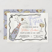 Hand getrokken Presecco en bloemblaadjes Vrijgezel Kaart (Voorkant / Achterkant)