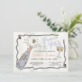 Hand getrokken Presecco en bloemblaadjes Vrijgezel Kaart (Staand voorkant)