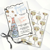 Hand getrokken Presecco en bloemblaadjes Vrijgezel Kaart