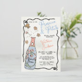 Hand getrokken Presecco en bloemblaadjes Vrijgezel Kaart (Staand voorkant)