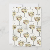 Hand getrokken Presecco en bloemblaadjes Vrijgezel Kaart (Achterkant)