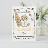 Hand getrokken Presecco & Petals luier Raffle Douc Kaart (Staand voorkant)