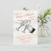 Hand getrokken Proost Champagne Verlovingsfeest Kaart (Staand voorkant)