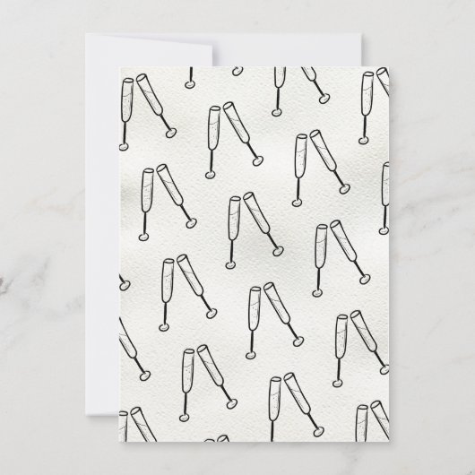 Hand getrokken Proost Champagne Verlovingsfeest Kaart (Achterkant)