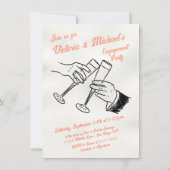 Hand getrokken Proost Champagne Verlovingsfeest Kaart (Voorkant)