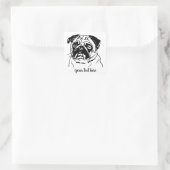 Hand getrokken Pug Gezicht Sticker (Tas)