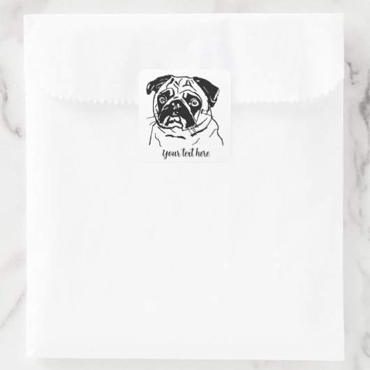 Hand getrokken Pug Gezicht Sticker (Tas)