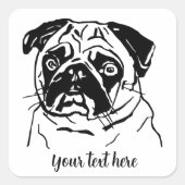Hand getrokken Pug Gezicht Sticker (Voorkant)