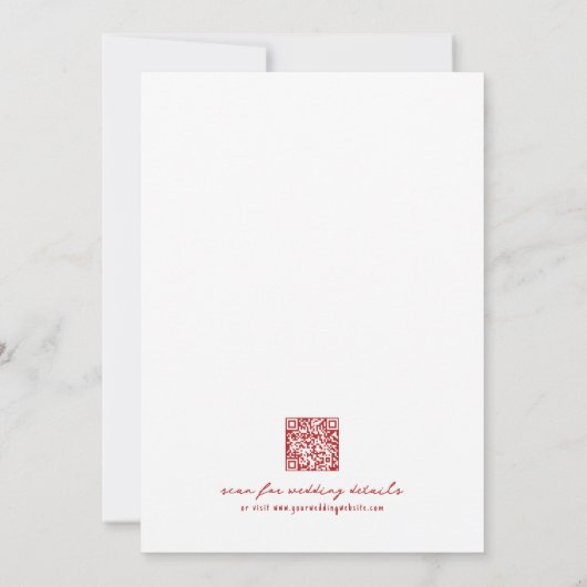 Hand getrokken QR-code rood grillige bruiloft Kaart (Achterkant)
