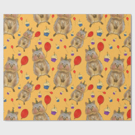 Hand getrokken Quokka Verjaardags Wrapping Cadeaupapier