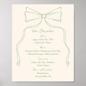 Hand getrokken Quriky Bow Green Wedding Bar Drink  Poster (Voorkant)