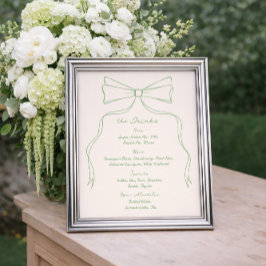 Hand getrokken Quriky Bow Green Wedding Bar Drink  Poster
