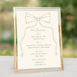 Hand getrokken Quriky Bow Green Wedding Bar Drink  Poster
