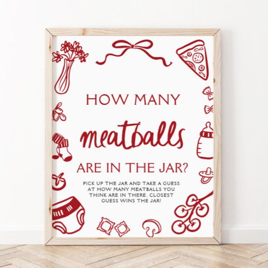 Hand getrokken raden hoeveel gehaktballen Baby sho Poster