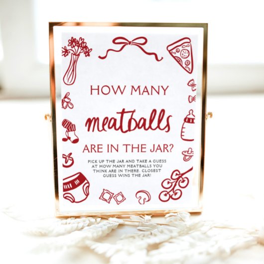 Hand getrokken raden hoeveel gehaktballen Baby sho Poster