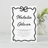 Hand getrokken rand boog zwart-wit bruiloft kaart (Staand voorkant)