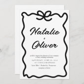 Hand getrokken rand boog zwart-wit bruiloft kaart (Voorkant / Achterkant)