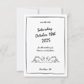 Hand getrokken rand zwaan illustratie doedels chic save the date (Voorkant)