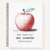 Hand getrokken Red Apple Beste Leraar Ooit Schetsb Notitieboek (Voorkant)