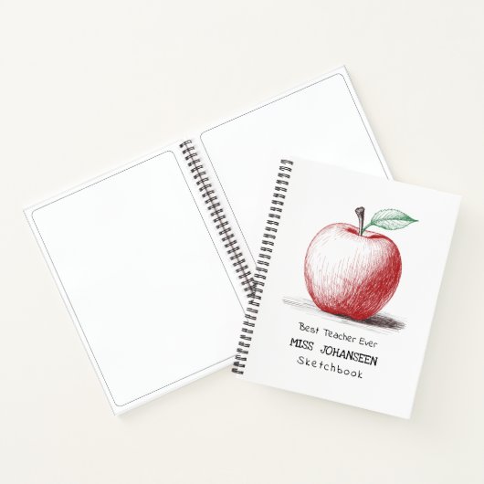 Hand getrokken Red Apple Beste Leraar Ooit Schetsb Notitieboek (Binnen)