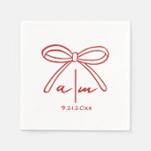 Hand getrokken Red Bow Wedding Monogram servetten (Voorkant)