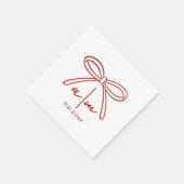 Hand getrokken Red Bow Wedding Monogram servetten (Hoek)