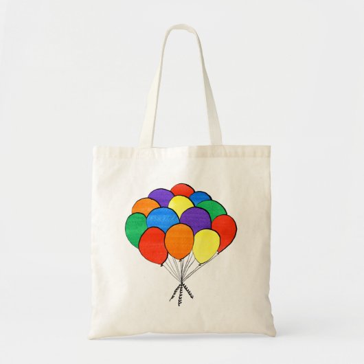 Hand getrokken regenboog gekleurde ballonnen tote bag (Voorkant)
