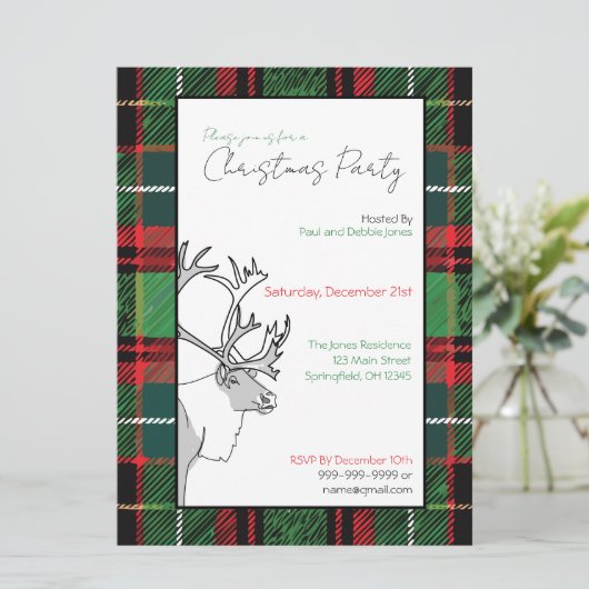 Hand getrokken rendier gespeeld kerstfeest Custom Kaart (Staand voorkant)