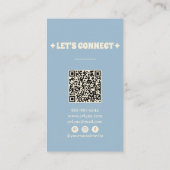 Hand getrokken Retro Blauw QR Code Boho Bloemen Tr Visitekaartje (Achterkant)