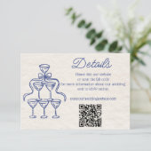  Hand Getrokken Retro Champagne Trouwdetails Informatiekaartje (Staand voorkant)